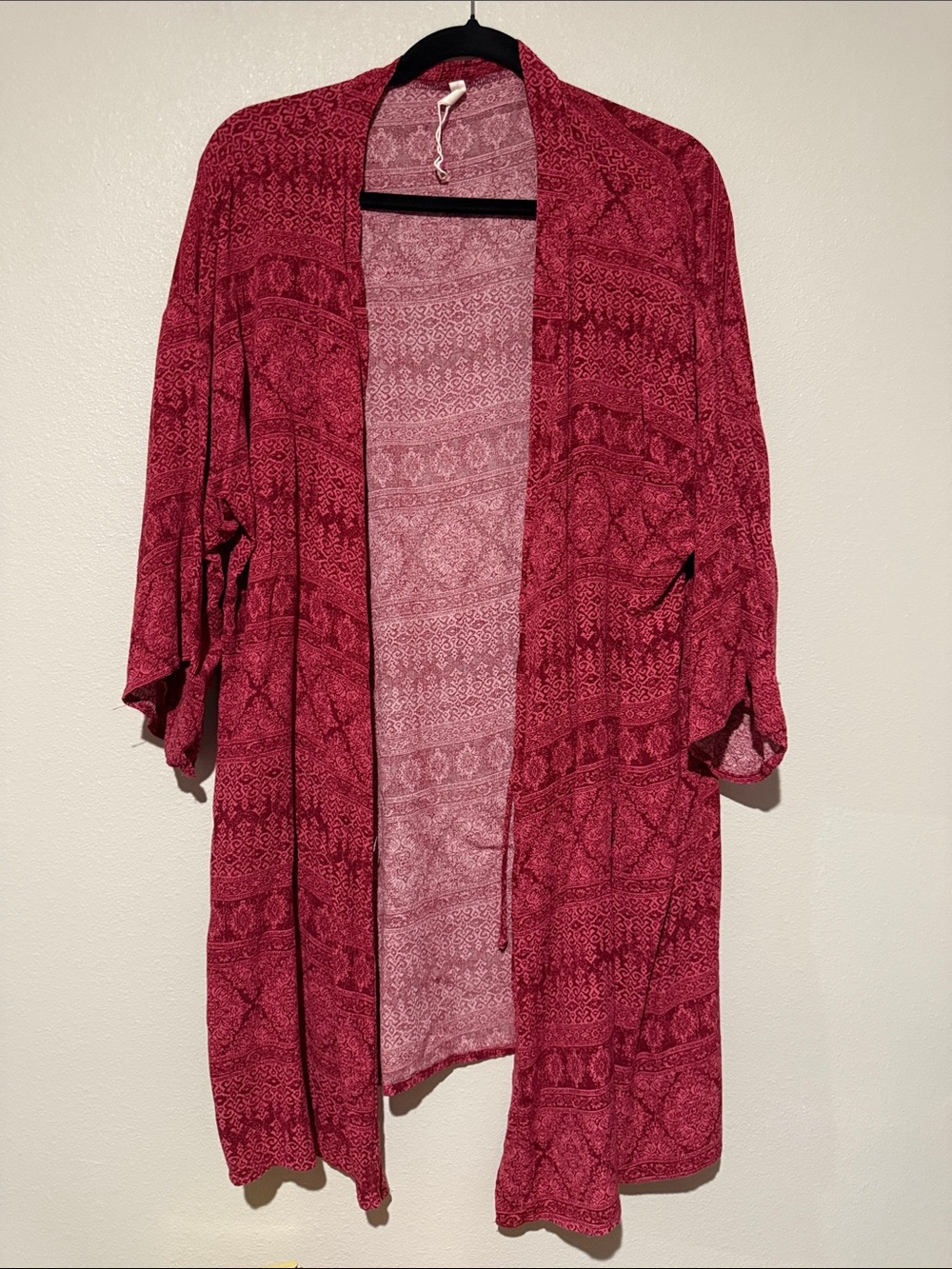 Pinkblush Red Patterned Open-Front Cardigan Kimono